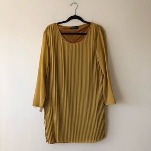 Cristina Gavioli mustard yellow pleated dress